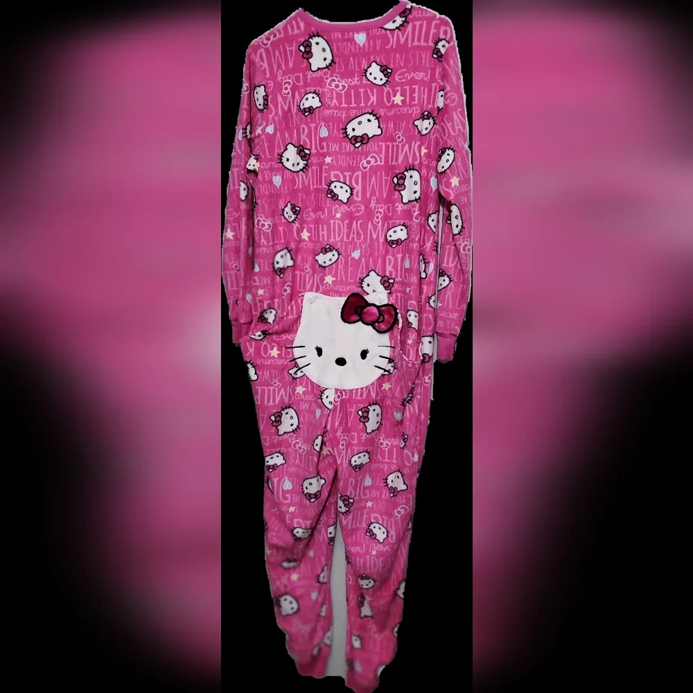 Hello Kitty Pink Pajama Onesie womans XL EUC - Picture 7 of 12